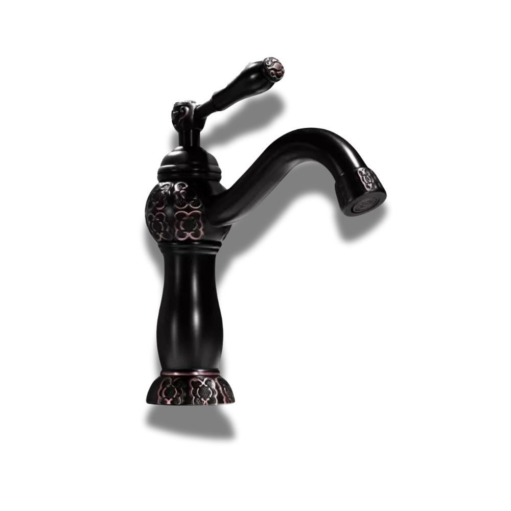 Kinaree Badarmatur Retro Wasserhahn NHON Messing, schwarz, geprägt