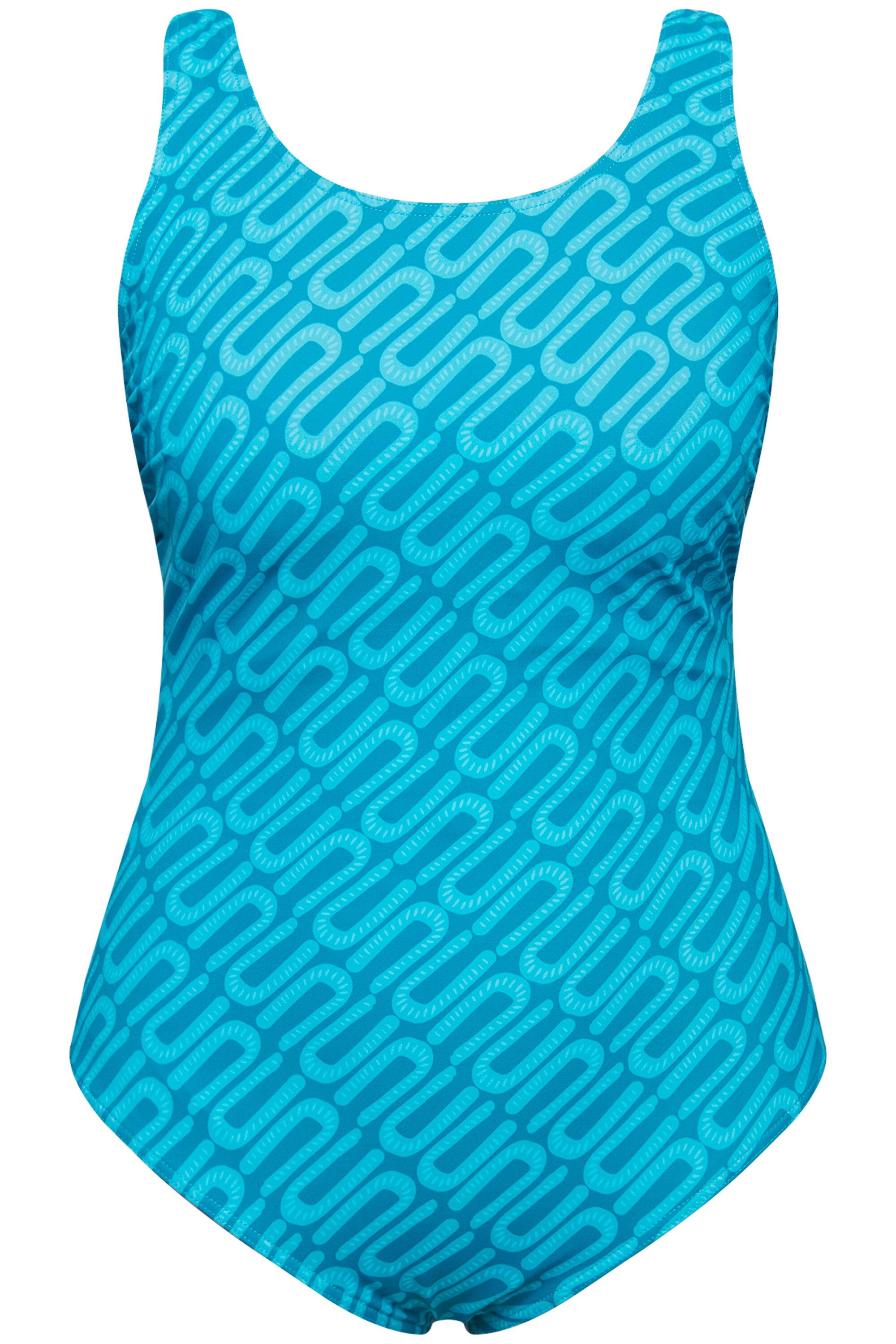 Ulla Popken Badeanzug Badeanzug grafischer Druck ohne Softcups Rundhals günstig online kaufen