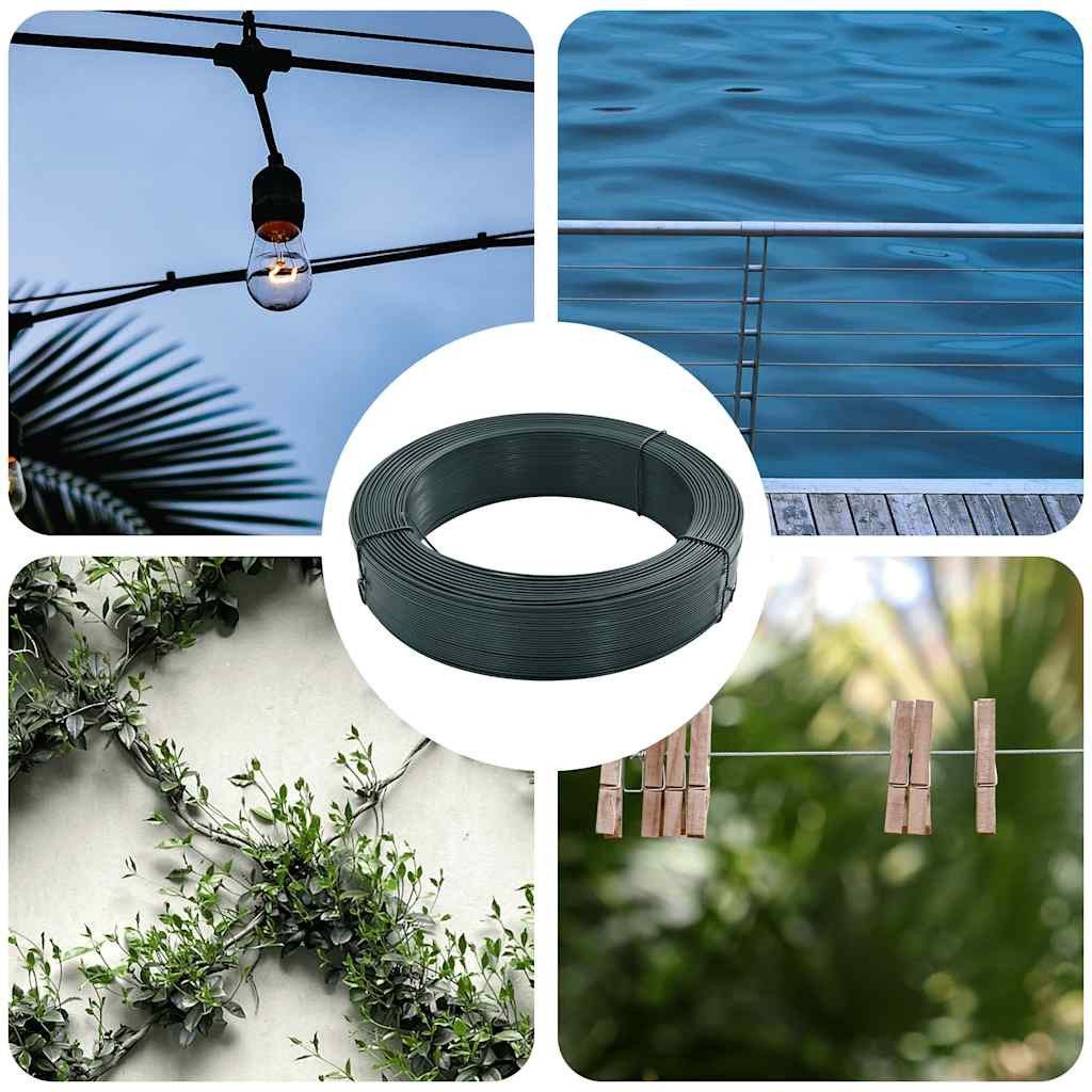 vidaXL Draht Zaun-Bindedraht 250 m 0,9/1,4 mm Stahl Schwarzgrün, (1St)