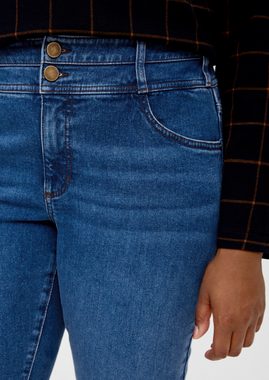 TRIANGLE Stoffhose Jeans / Slim Fit / Mid Rise / Slim Leg Waschung, Logo, Kontrastnähte
