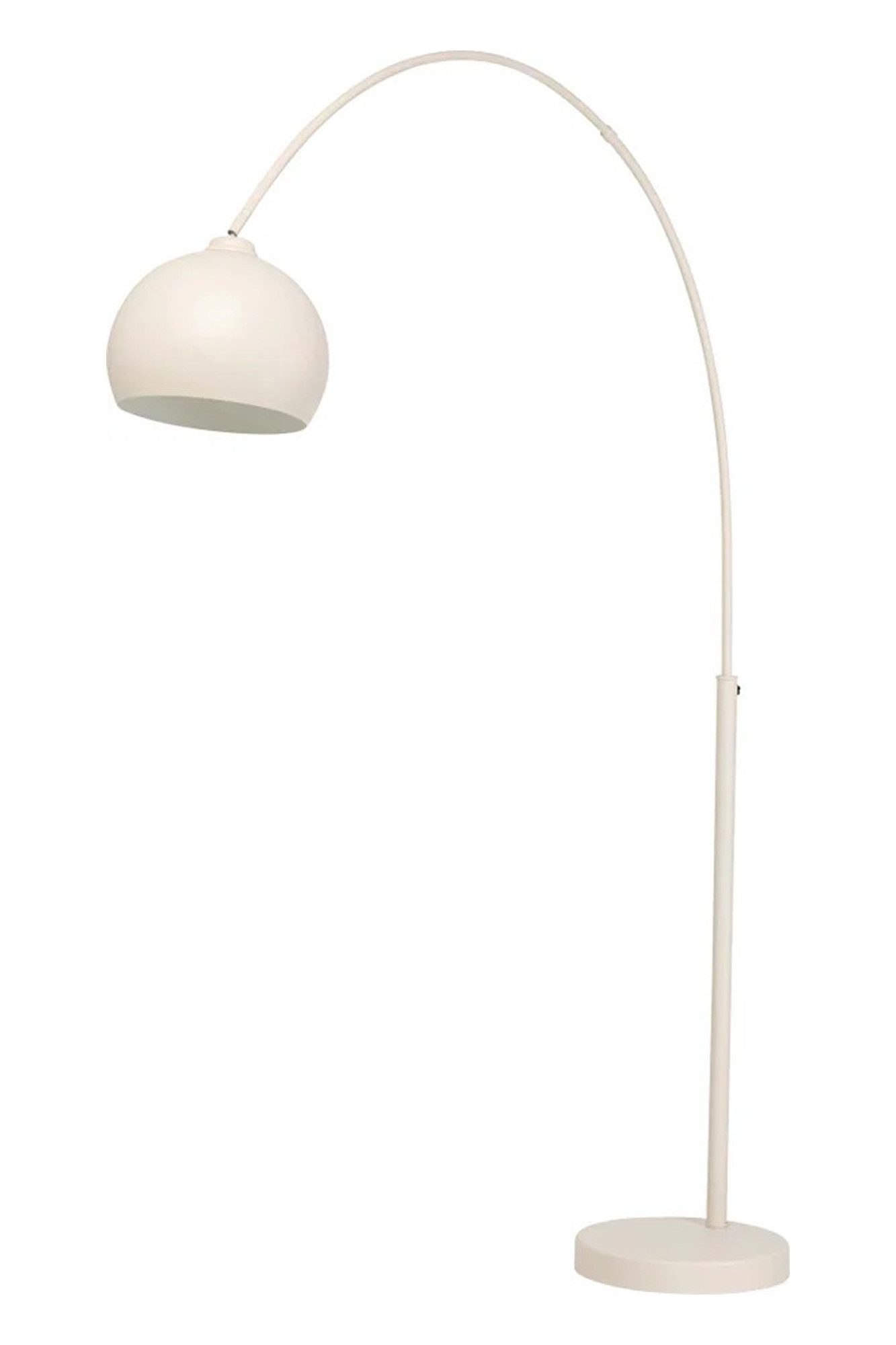 SalesFever Bogenlampe Elegante Form mit stilvollem Metallschirm und hochwertigem Marmorfuß, Dimmfunktion, ohne Leuchtmittel, beige, Höhe 208 cm, mit Marmorfuß & Dimmer – zeitloses Design