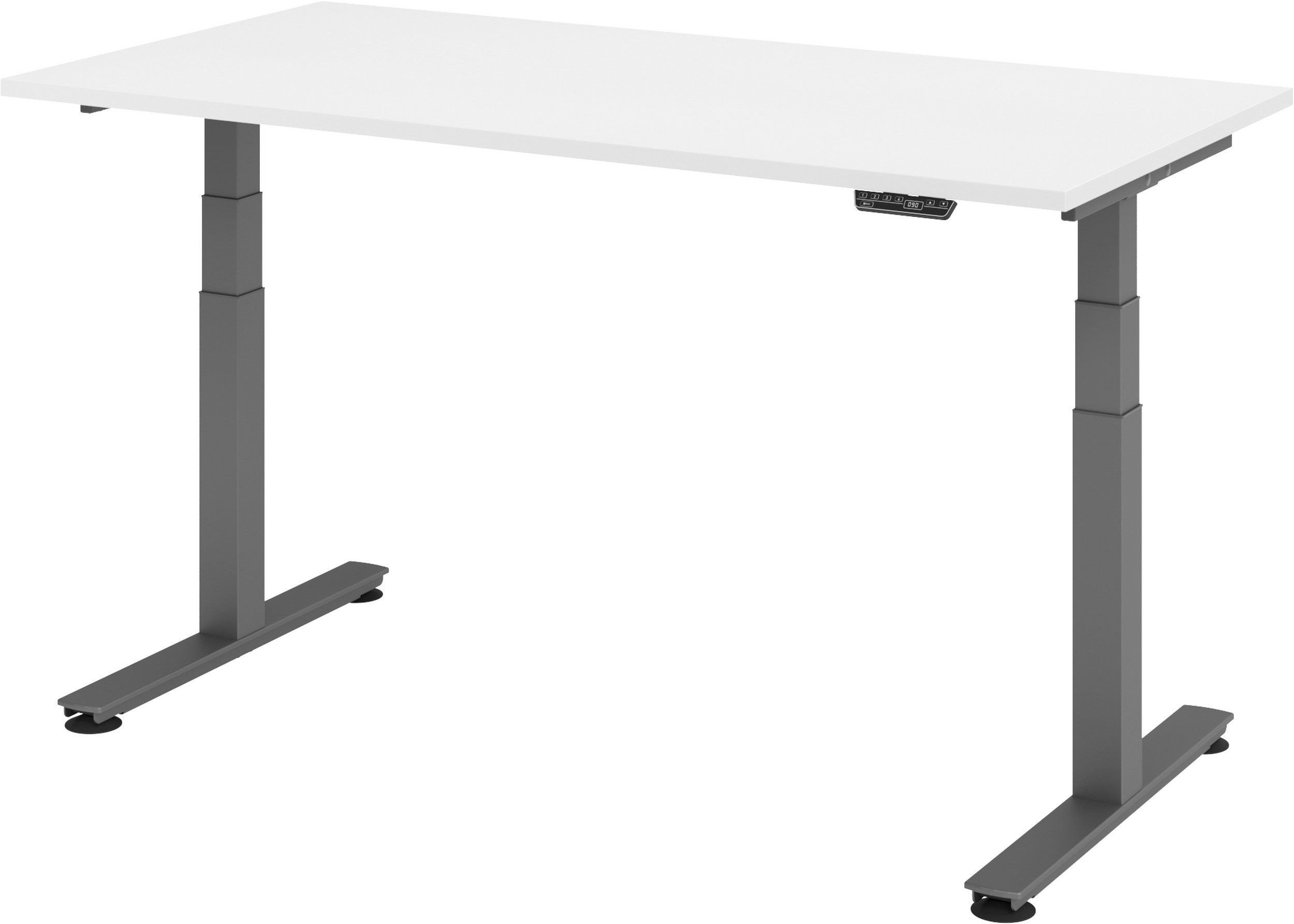 bümö Schreibtisch Schreibtisch elektrisch XDSM, Rechteck: 160 x 80 cm - Dekor: Weiß