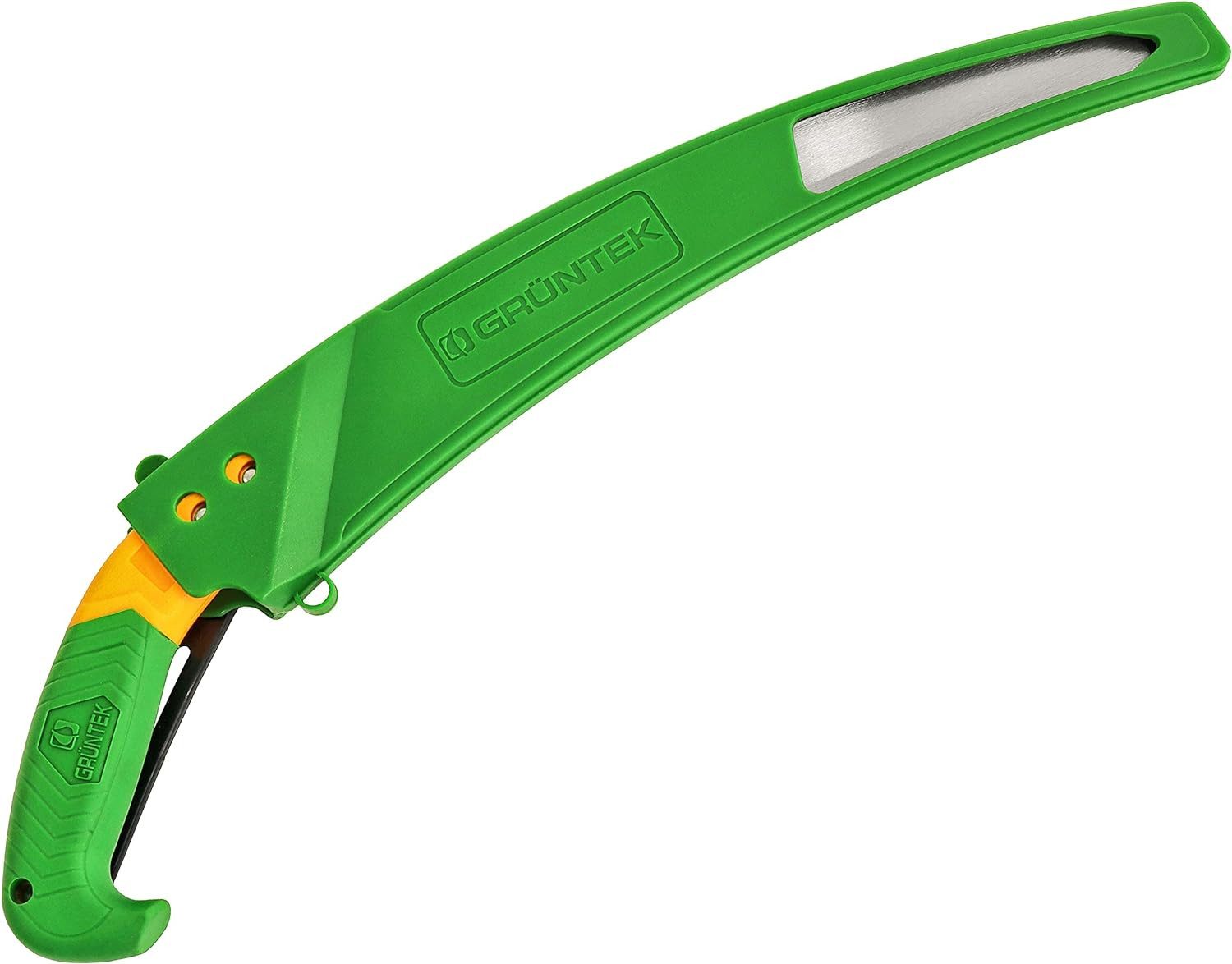 GRÜNTEK Gartensäge Gebogene Baumsäge ORCA 330 mm, mit Kunststoffholster (inkl. Träger mit Gürtelschleife), gebogenes Sägeblatt mit 7 Zähne pro Zoll und 330 mm Länge