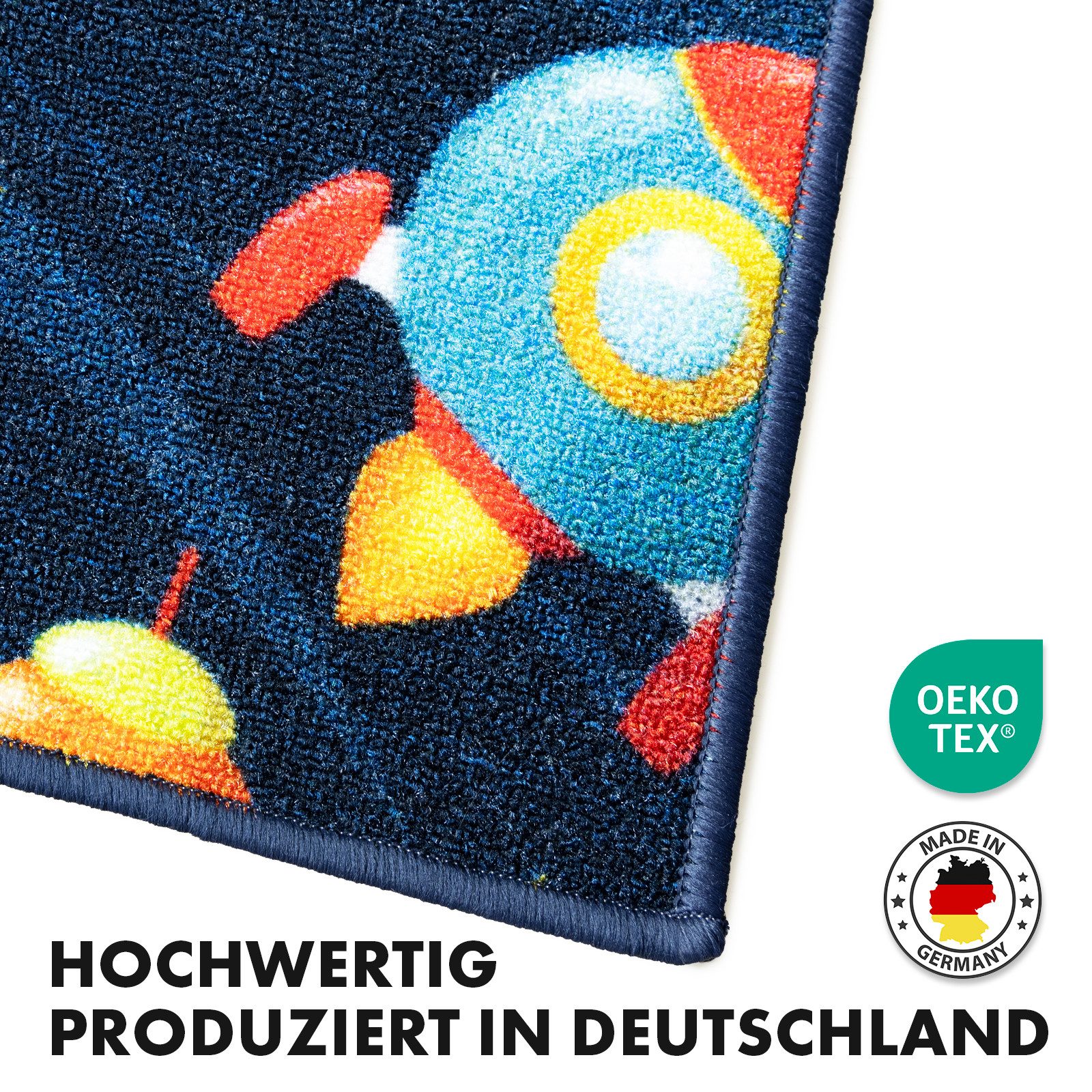 Kubus Kinderteppich Ball&Space, Teppich für Jungen und Mädchen, Erhältlich in zwei Designs