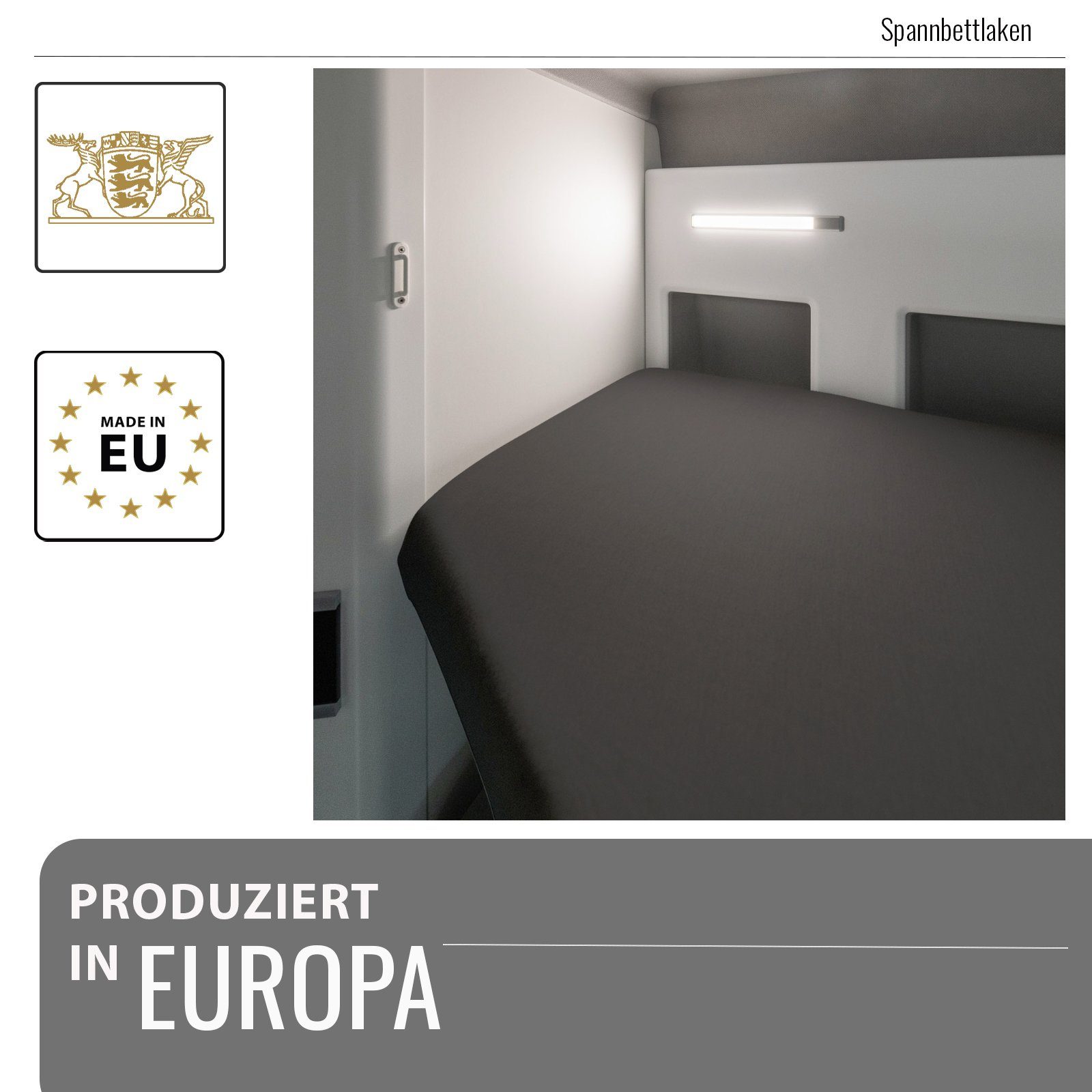 BLACK FOREST FOX Spannbettlaken VW Grand California 600 2 tlg. Hochbett Camper Womo, Baumwolle, Gummizug: rundum