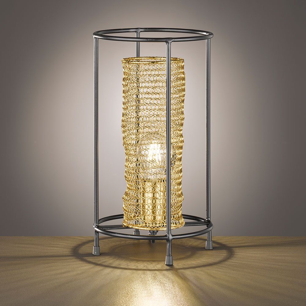 Nacht-Licht Zimmer GOLD Ess Lampe Waben etc-shop inklusive, im Tischleuchte, Warmweiß, Bienen Käfig Leuchtmittel Tisch LED Leuchte