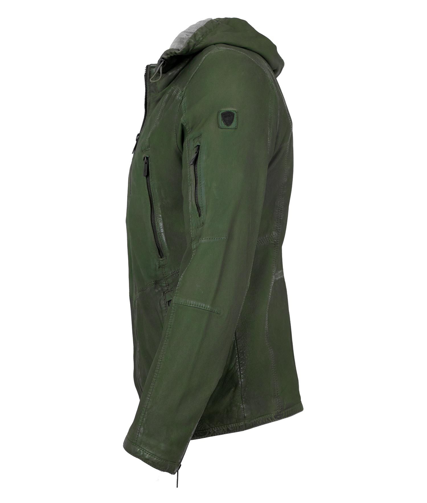 Jilani Lederjacke Zack-3 Jilani - Herren Lederjacke Kapuze Nubukleder grün günstig online kaufen