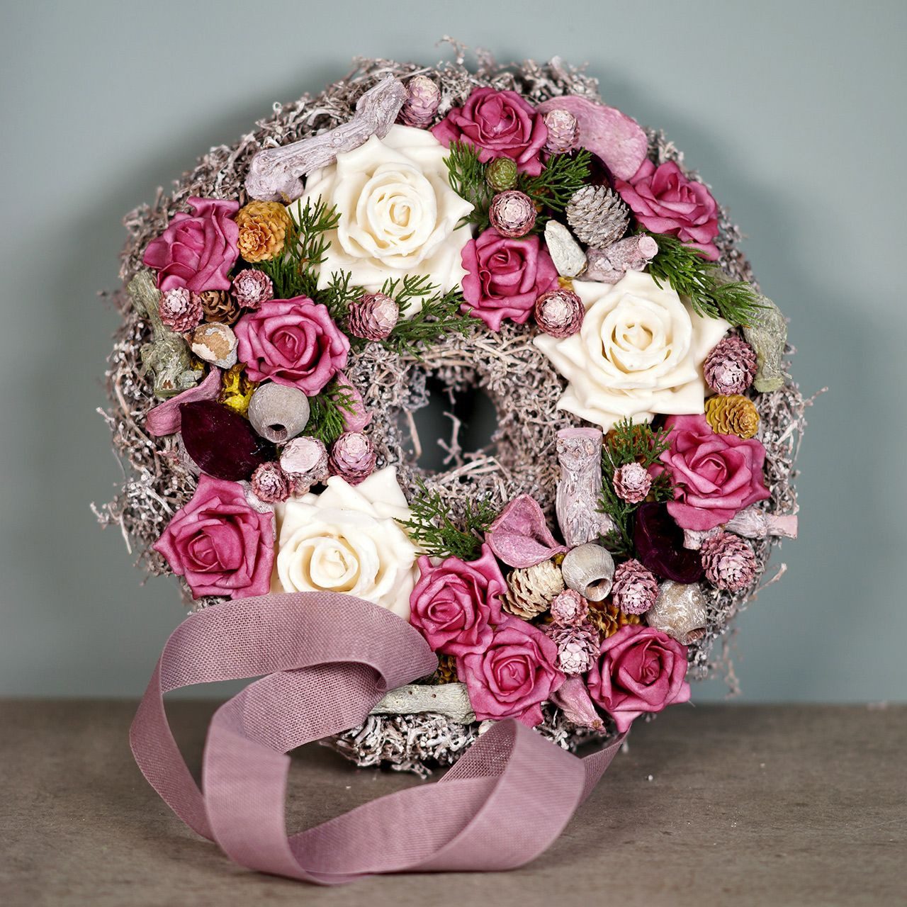 Kunstblume Schaumstoff-Rosen Ø7,5cm Altrosa für Hochzeit Deko, Set 18 St, Florists Products, Höhe 4.5 cm