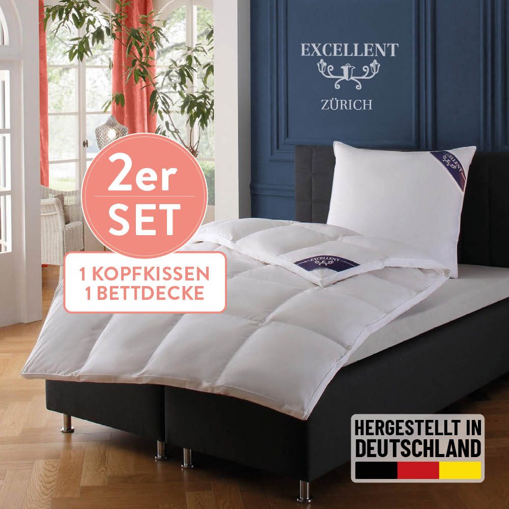 Excellent Daunenbettdecke + 3-Kammer-Kopfkissen Bettdecken-Set Zürich, günstig online kaufen