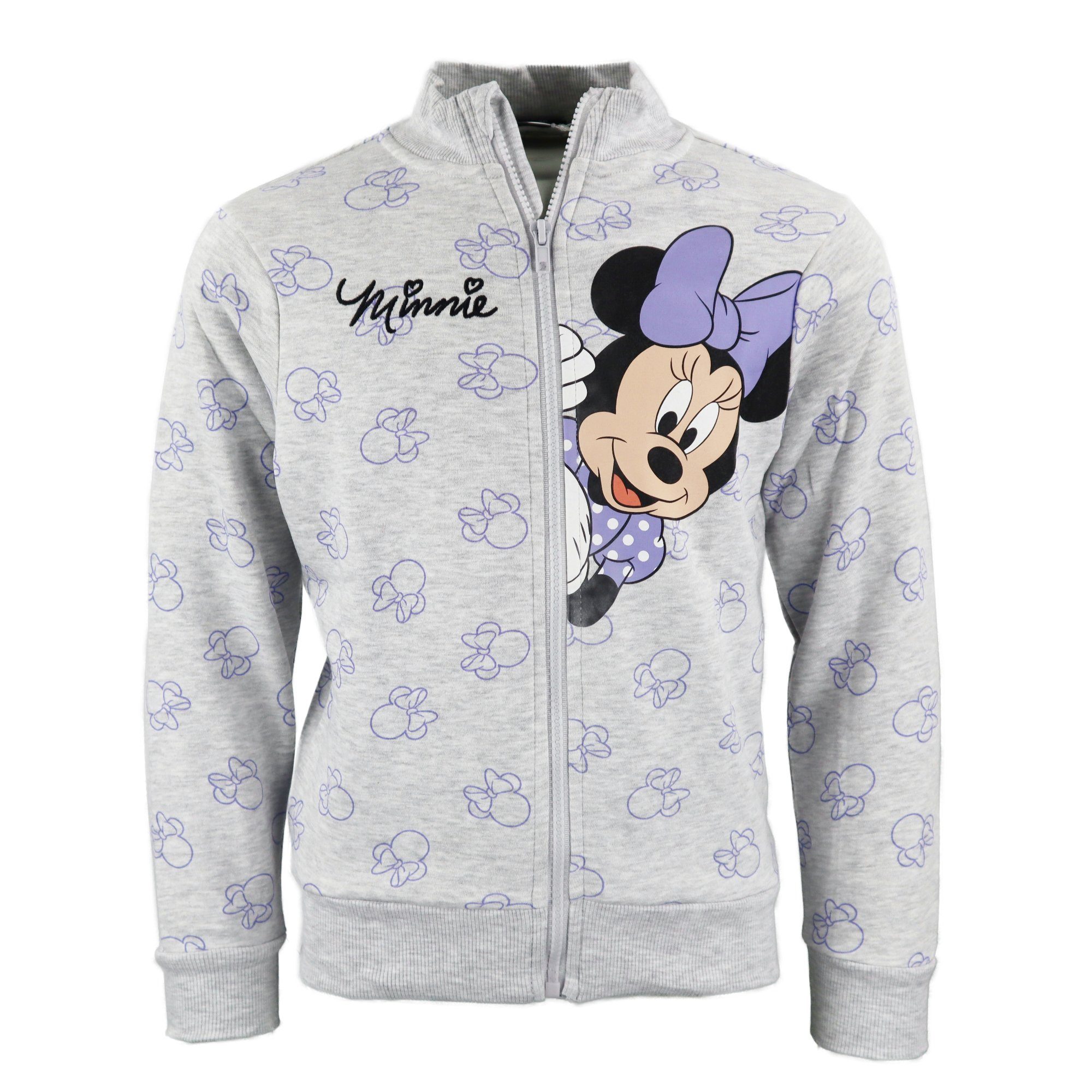 Pulli Gr. Maus Sweater Pullover Grau Disney Kinder 98-128 Reißverschluss Disney Mädchen Minnie