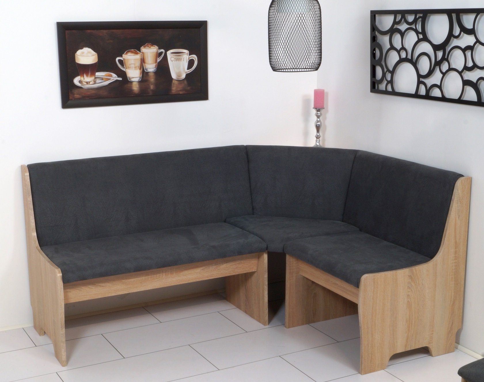Stolebaenk Eckbankgruppe Bremen MANITI, (Eckbank Set, 1xEckbank, 1xTisch, 2x Stuhl), Beidseitig aufbaubar