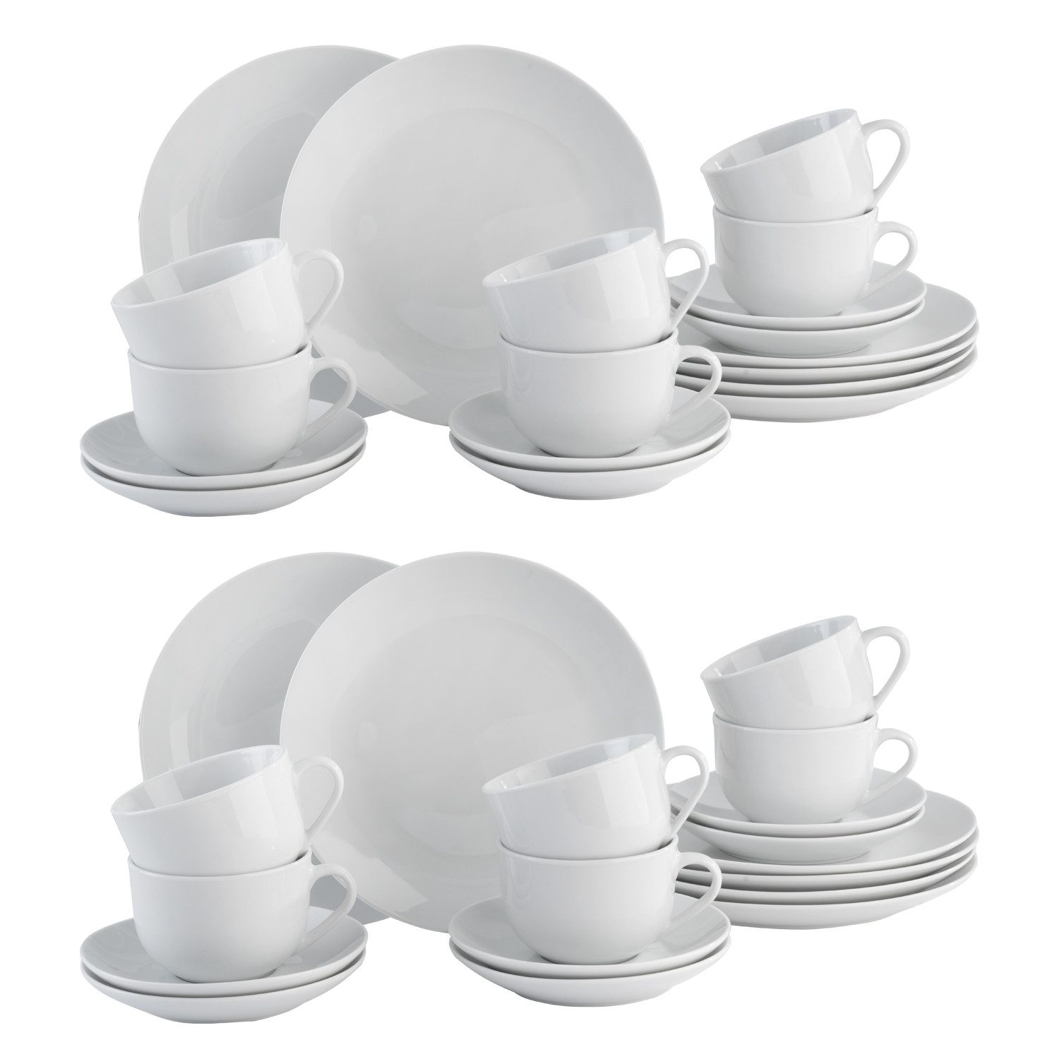 Home4You Kaffeeservice 36-tlg. VIOLA, Weiß, Porzellan, 12 Personen, Porzellan, Spülmaschinengeeignet