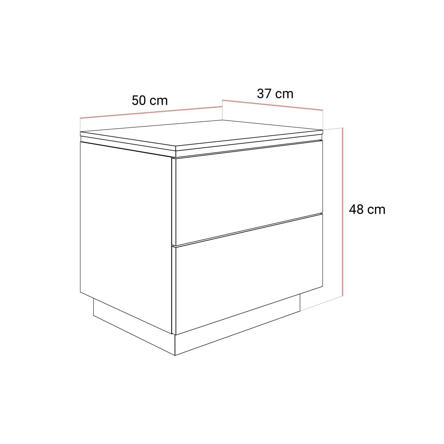 Lookway Nachttisch AURORA II SILVER mit LED‑Beleuchtung (1x Nachttisch), Breite: 50 cm