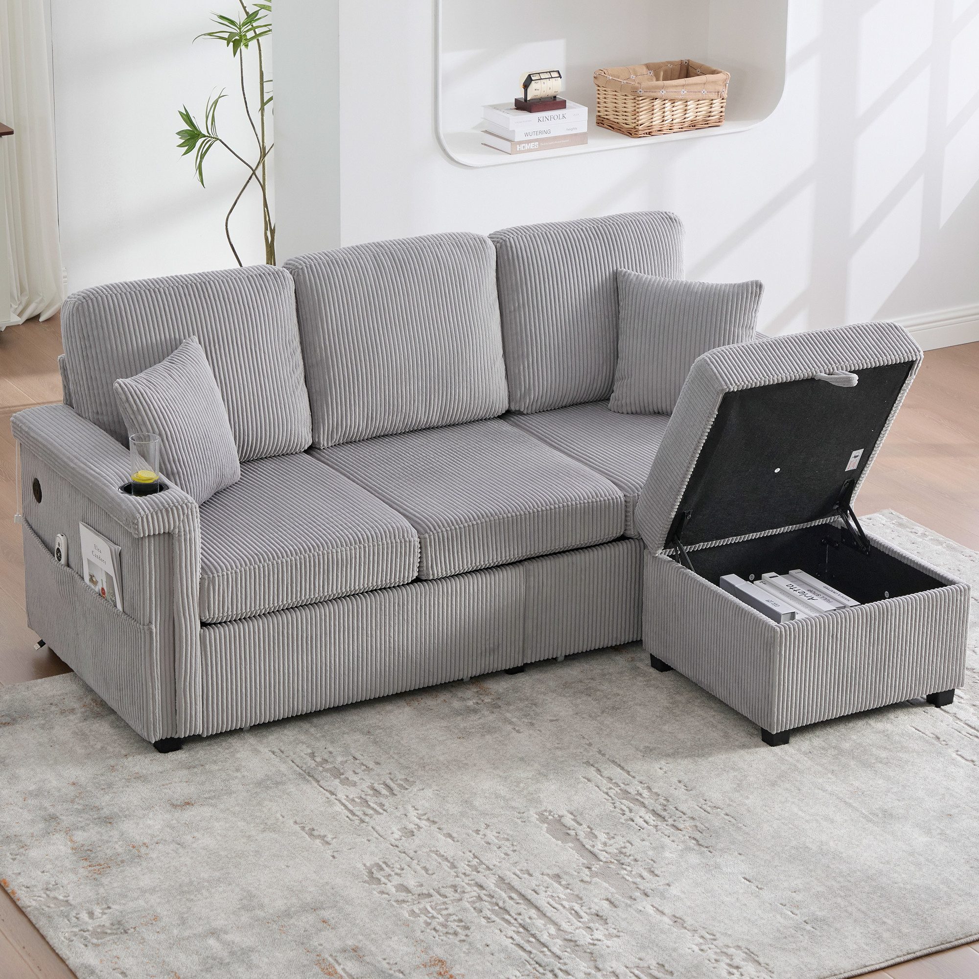 Odikalo 3-Sitzer Speichersofa Schlafsofa mit USB günstig online kaufen