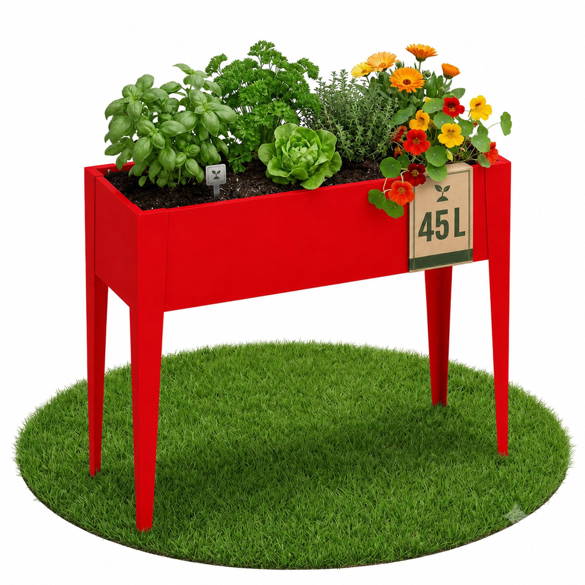casa pura Hochbeet Timo aus Metall mit Standfüßen 100 x 30 x 80 cm für Balkon & Garten, wetterfeste Metallkonstruktion