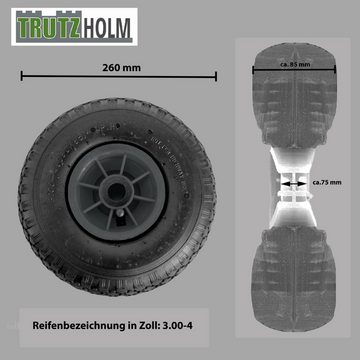 TRUTZHOLM Sackkarren-Rad 4x Sackkarrenrad 260x85 mm 3.00-4 Nabenlänge 75 mm Luftbereifung Ersat