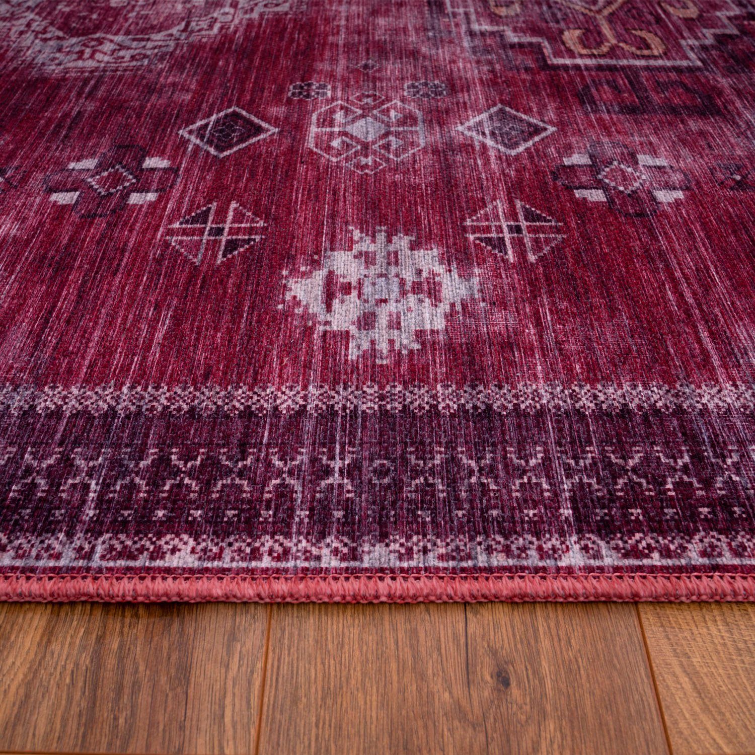 Teppich Orient-Optik, 4 mm, waschbar rechteckig, Bordeaux Kurzflor, 245, Paco Home, Höhe: Vintage Design,