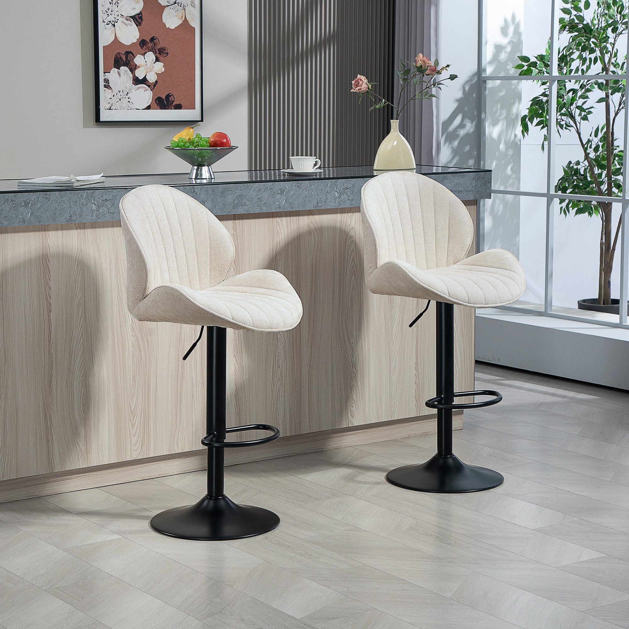 HOMCOM Barhocker 2er Set Höhenverstellbar Barstuhl günstig online kaufen