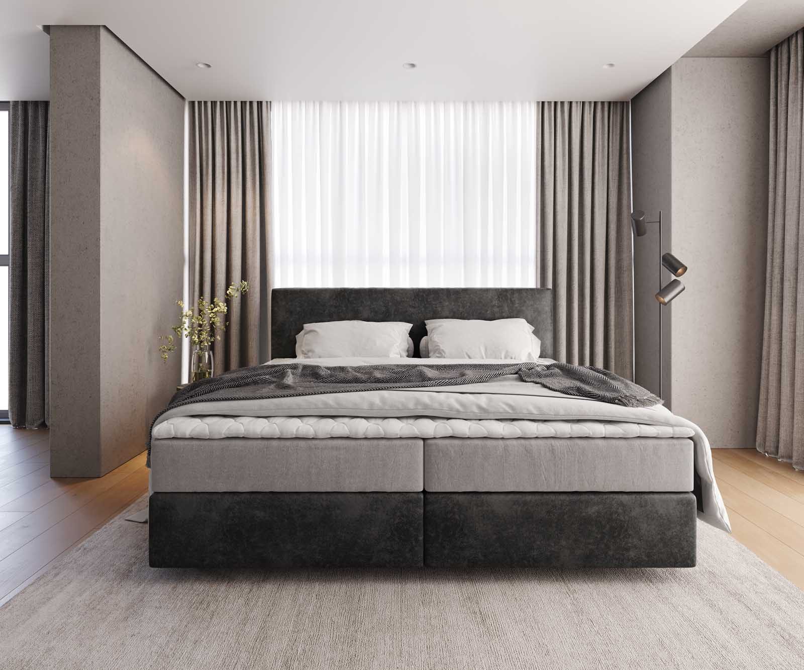 DELIFE Boxspringbett Dream-Well, Mikrofaser Anthrazit Vintage günstig online kaufen