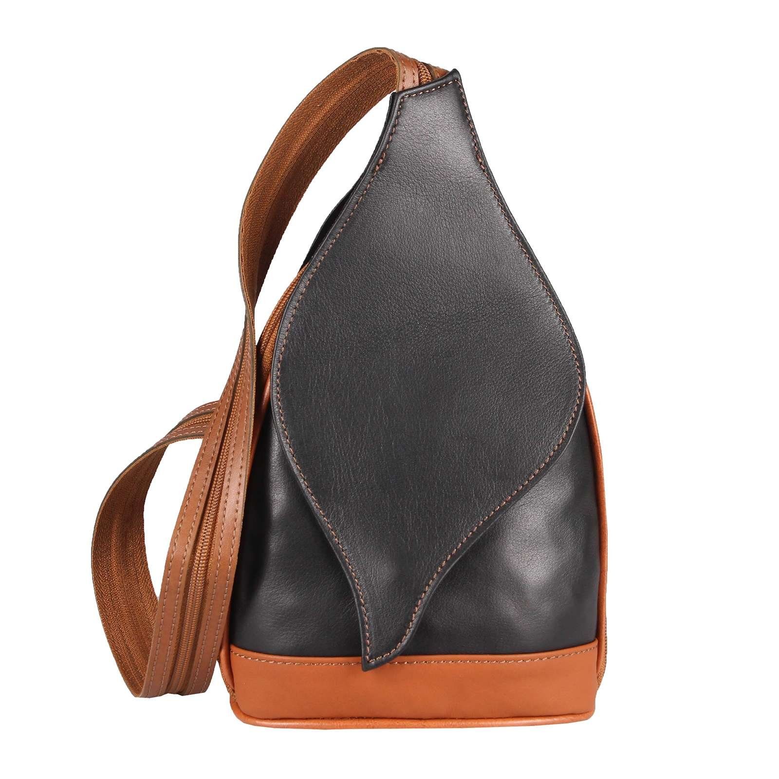 ITALYSHOP24 Rucksack Made in Italy Damen Leder Rucksack Schultertasche, als Umhängetasche & Handtasche tragbar