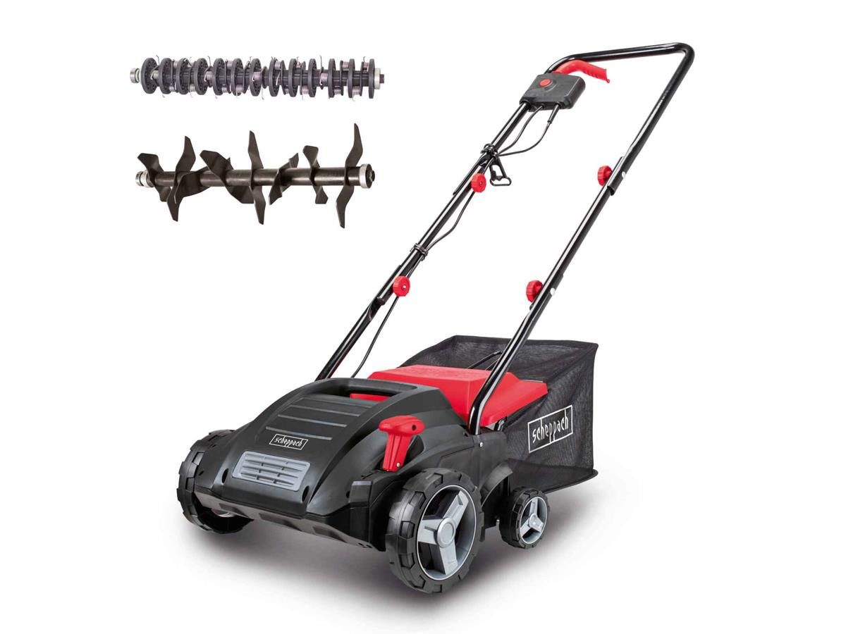 Scheppach Elektro-Vertikutierer SC32, 32 cm Arbeitsbreite, Inklusive Vertikutierwalze + Lüfterwalze