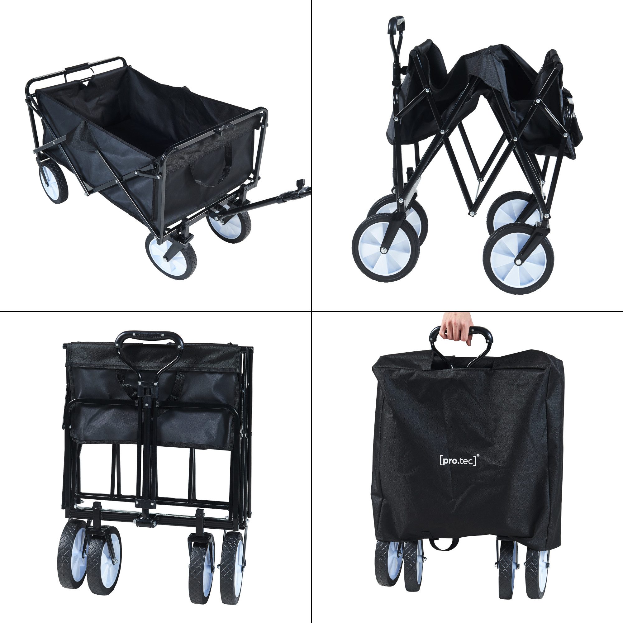pro.tec Bollerwagen, »Stenlille« 84 x 55 cm max. 80 kg Schwarz