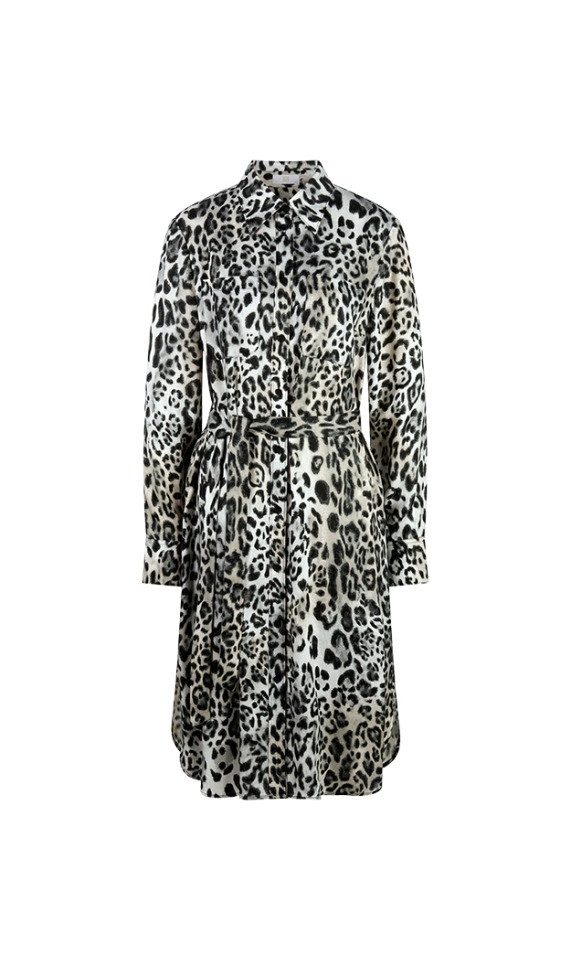 Maxikleid Maxi-Hemdkleid mit Leo-Design - Loose Fit