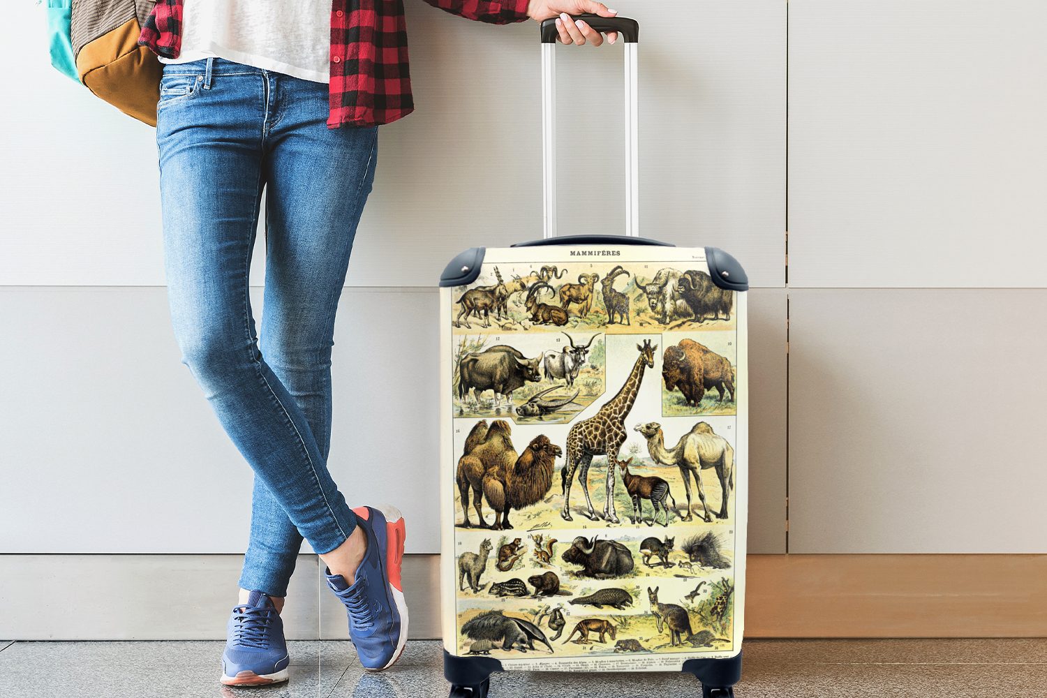 4 für rollen, Tiere Reisekoffer Handgepäck mit - Giraffe Handgepäckkoffer - Rollen, Reisetasche Ferien, Kamel, MuchoWow Trolley,