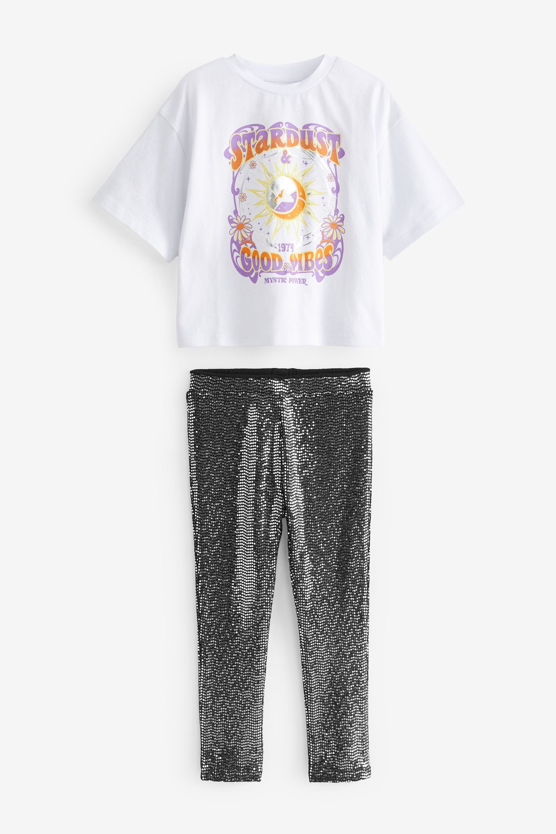 Shirt Glänzende (2-tlg) Leggings und Set Leggings im T-Shirt & Next