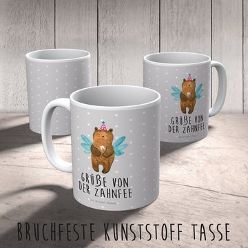 Mr. & Mrs. Panda Kinderbecher Bär Zahnfee - Grau Pastell - Geschenk, Kaffeetasse, Plastiktasse, Tri, Kunststoff, Förderung der Selbstständigkeit