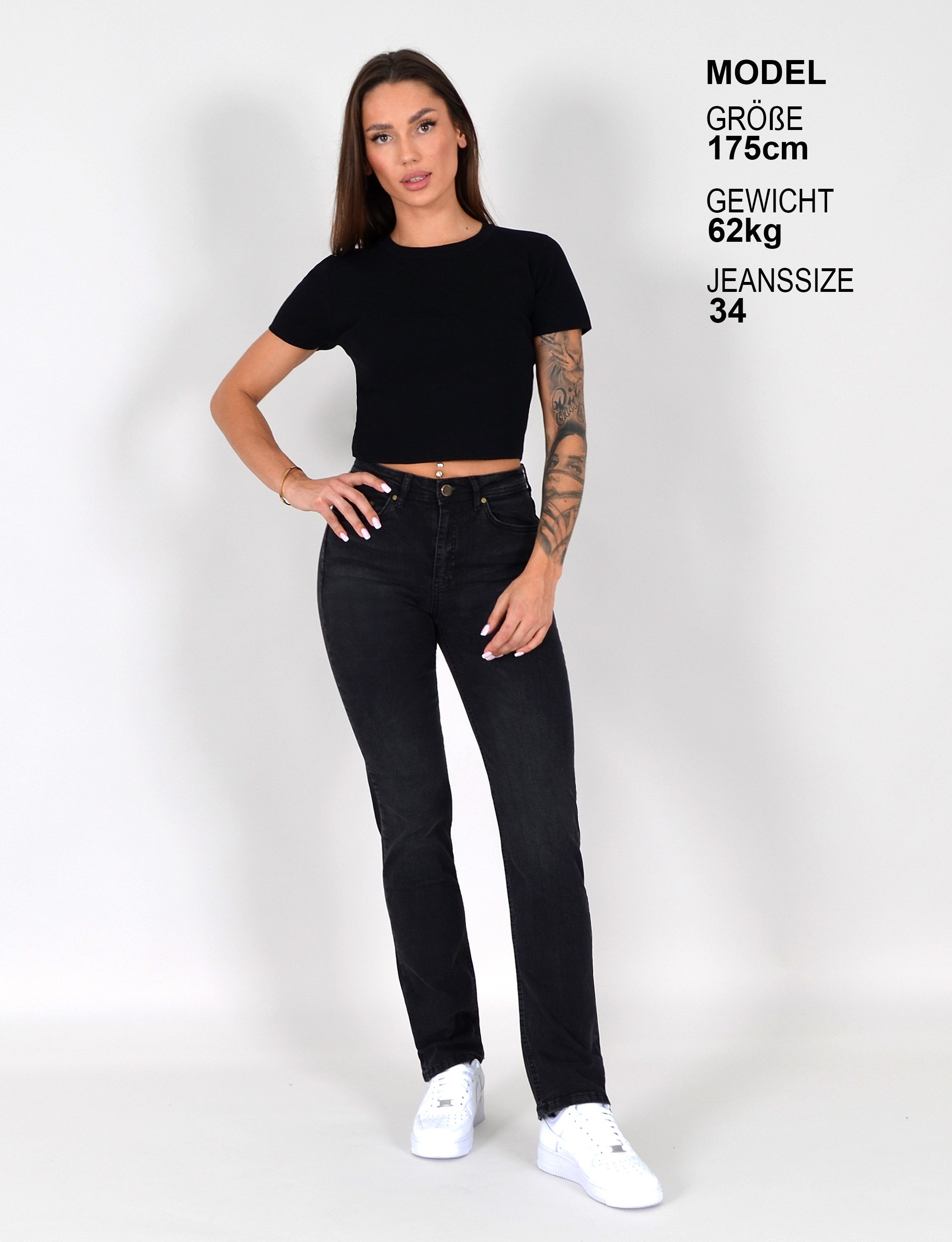 ESRA Straight-Jeans Damen Stretch-Jeans G1400 Straight günstig online kaufen