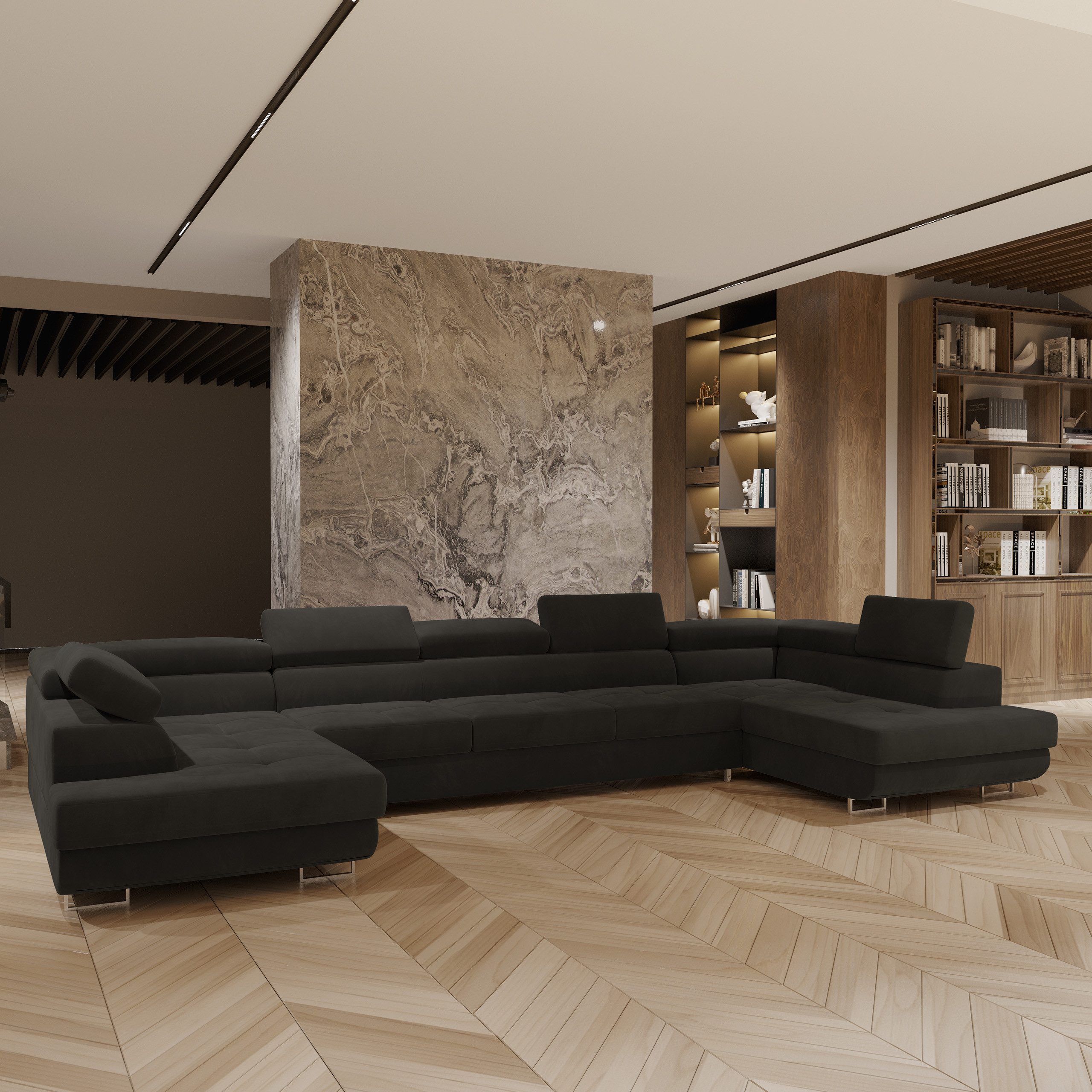 Masseno Ecksofa ISOLANO mit Schlaffunktion U-Form, Sofa mit Bettkasten