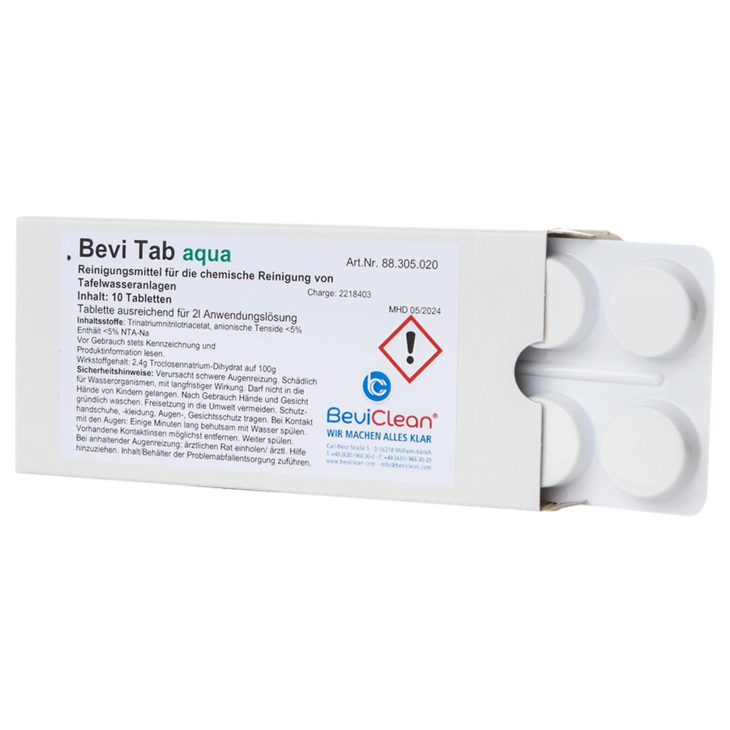 Bevi Clean GmbH Zapfanlage Reinigungs- und Desinfektionstabs - Bevi Tab Aqua - 10 Tabs