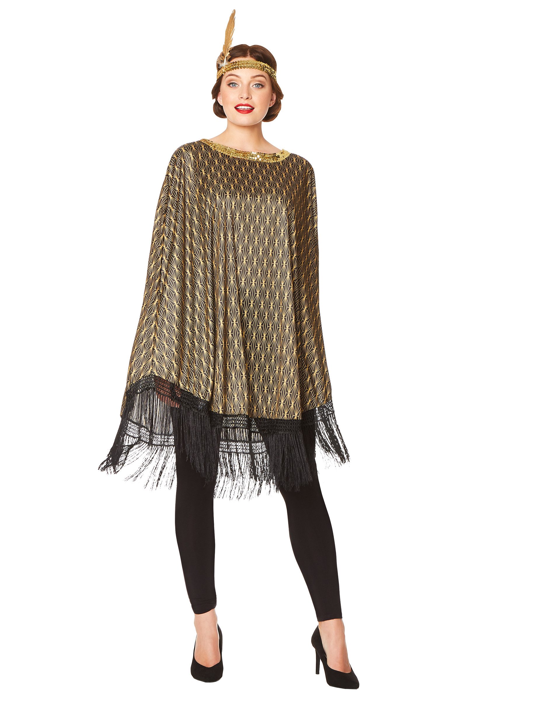 REDSUN Kostüm 20er-Jahre Poncho Charleston-Damenkostüm braun-goldfarben günstig online kaufen