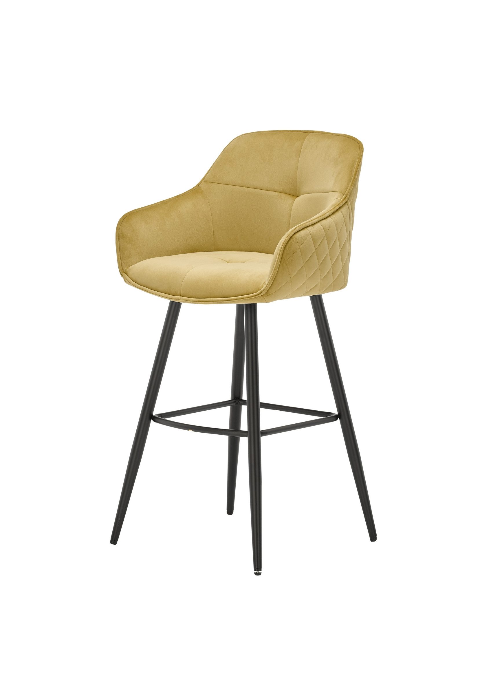 freiraum Barhocker Emma (2er Set), drehbar, gold, schwarz, Samtbezug, Metall - 57x105x53cm (BxHxT)