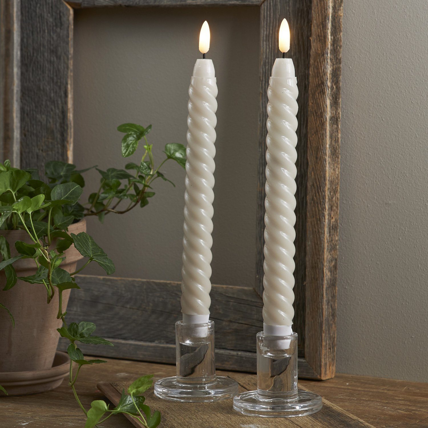 STAR TRADING LED-Kerze LED Stabkerzen Tafelkerzen Echtwachs flackernd H: 25 günstig online kaufen