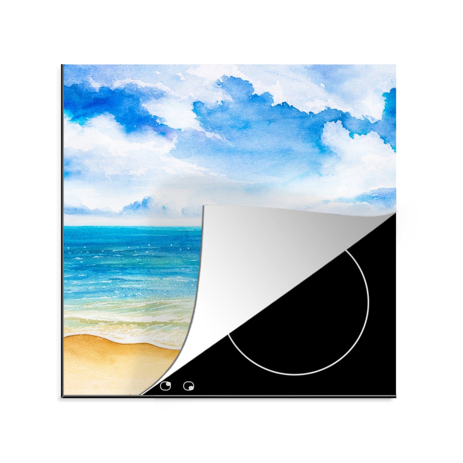 Strand Meer Vinyl, für (1 küche MuchoWow Himmel, 78x78 cm, Herdblende-/Abdeckplatte Ceranfeldabdeckung, - tlg), Arbeitsplatte -