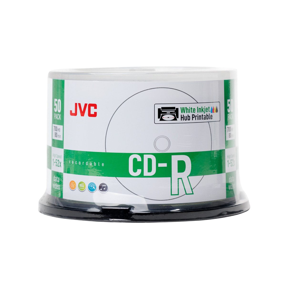 JVC CD-Rohling JVC50CP, Inkjet bedruckbar, 700 MB, 52x und 50er-Spindel