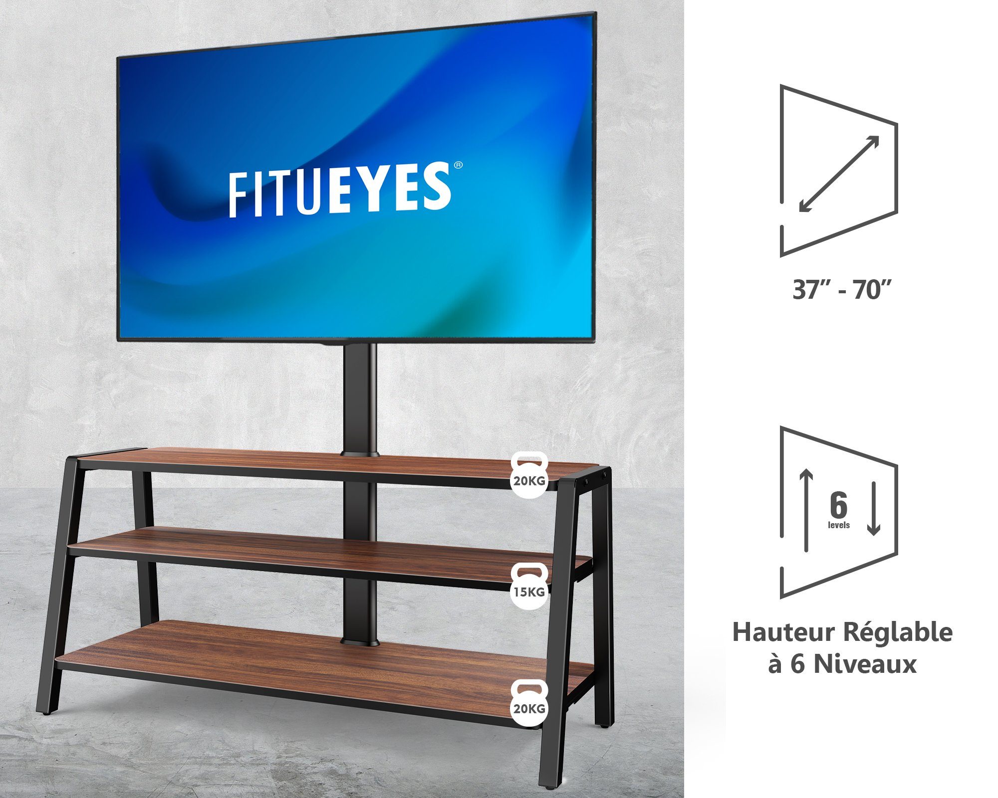 Lowboard) FITUEYES Zoll, 70,00 (bis TV TV-Standfuß,