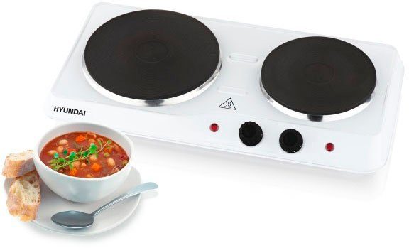 Hyundai Doppelkochplatte EP310W, 2500W, 2 Gussplatten: Ø 18,5 cm/1500W; 15,5 cm /1000W, Thermosicherung