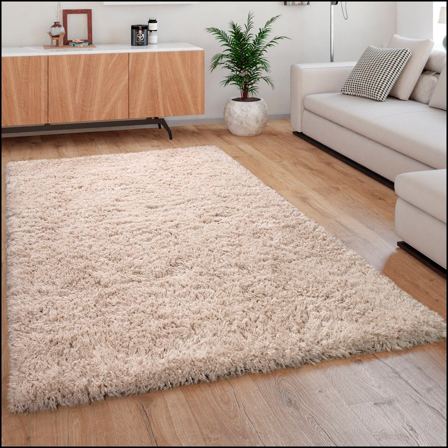 Paco Home Hochflor-Teppich Milano 861, rechteckig, Höhe: 74 mm, Uni-Farben, günstig online kaufen