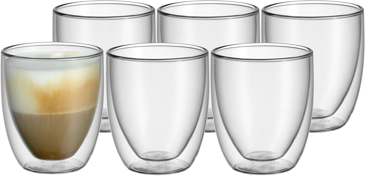 WMF Gläser-Set Kult Coffee, doppelwandige Thermogläser, 6-tlg., Glas, hält die perfekte Trinktemperatur, kondensationsfrei