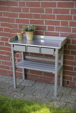 esschert design Pflanztisch, Pflanztisch mit Ablage und 3 Fächern 79x38x82cm Gärtner Arbeitstisch