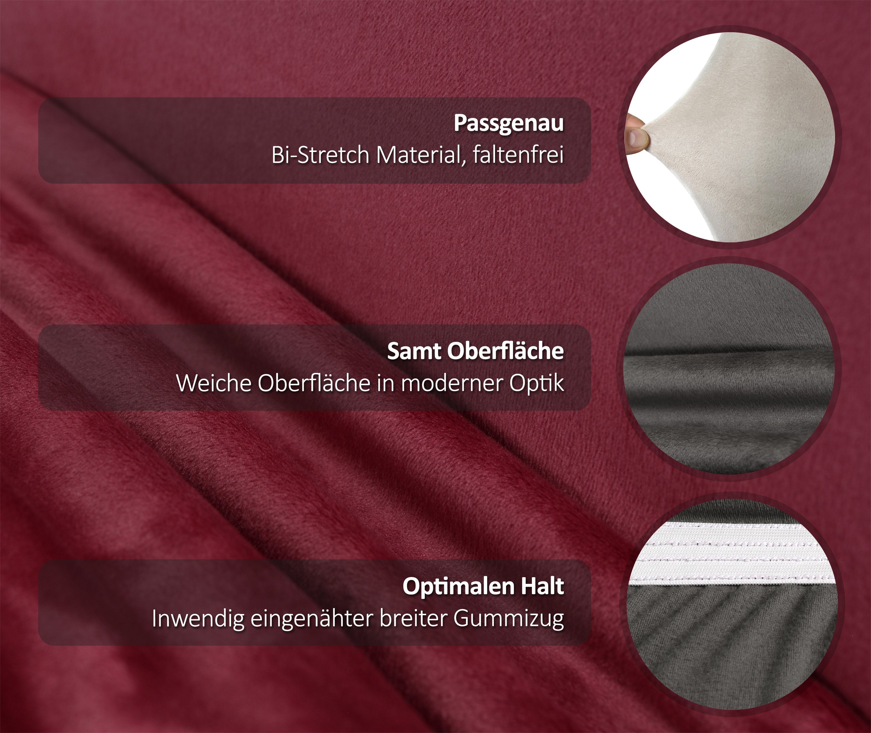 Beautex Stuhlhusse Samt Stretch für Stühle & Schwingstühle 6er Set LEA – Bild 2 von 5