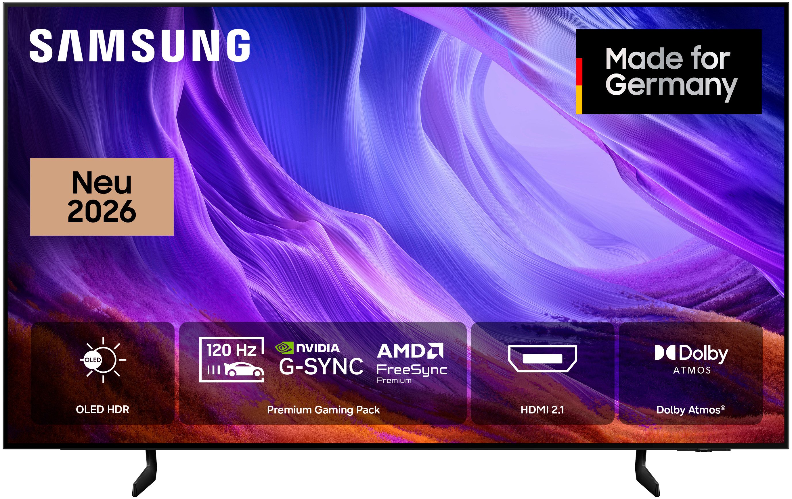 Samsung GQ65S83HAE OLED-Fernseher (163 cm/65 Zoll, 4K Ultra HD, Smart-TV, HDR 10+ Bild, Premium Gaming Pack mit 120Hz, HDMI 2.1, Dolby Atmos)