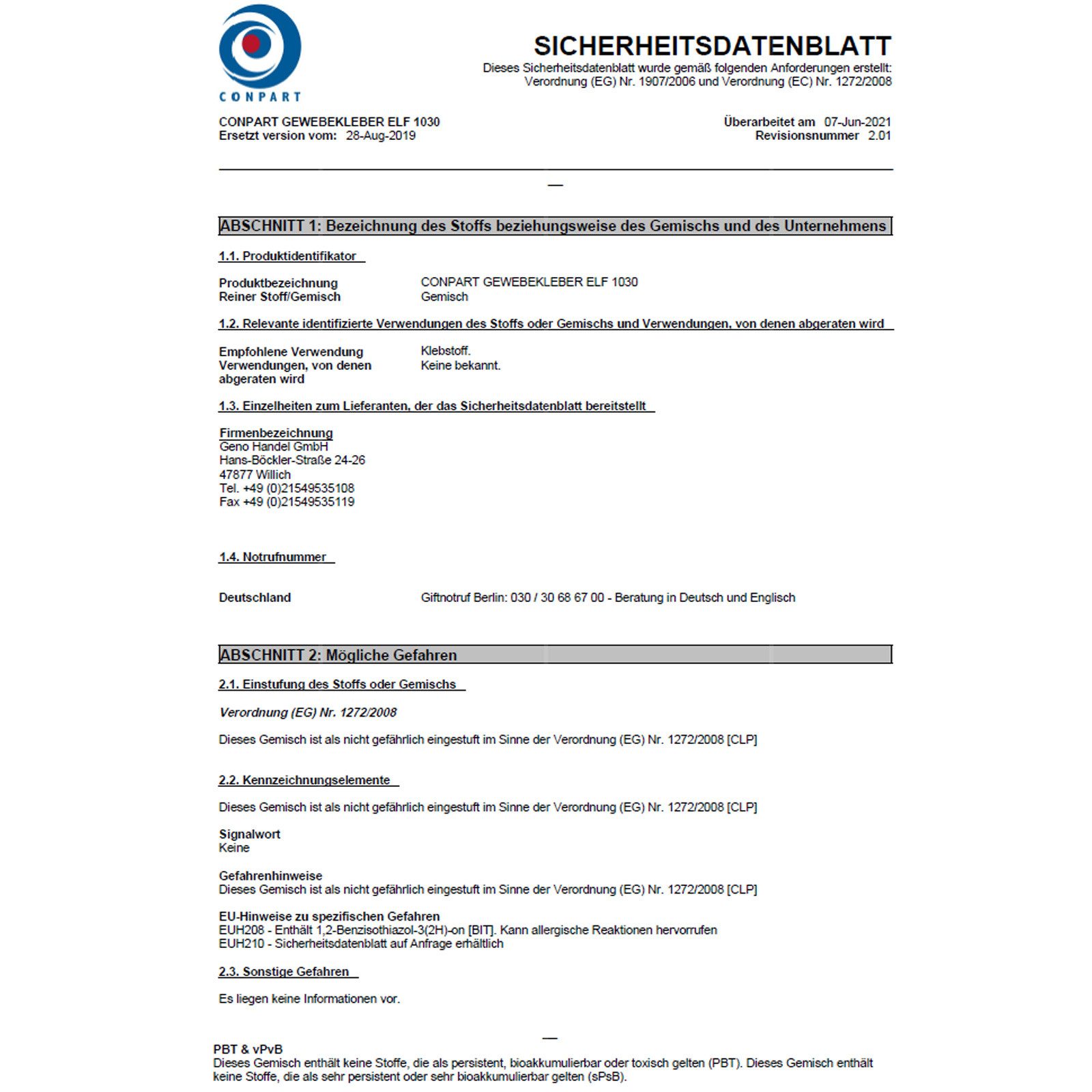 Conpart Dispersionskleber Conpart Gewebekleber - 16 Kg (1030)