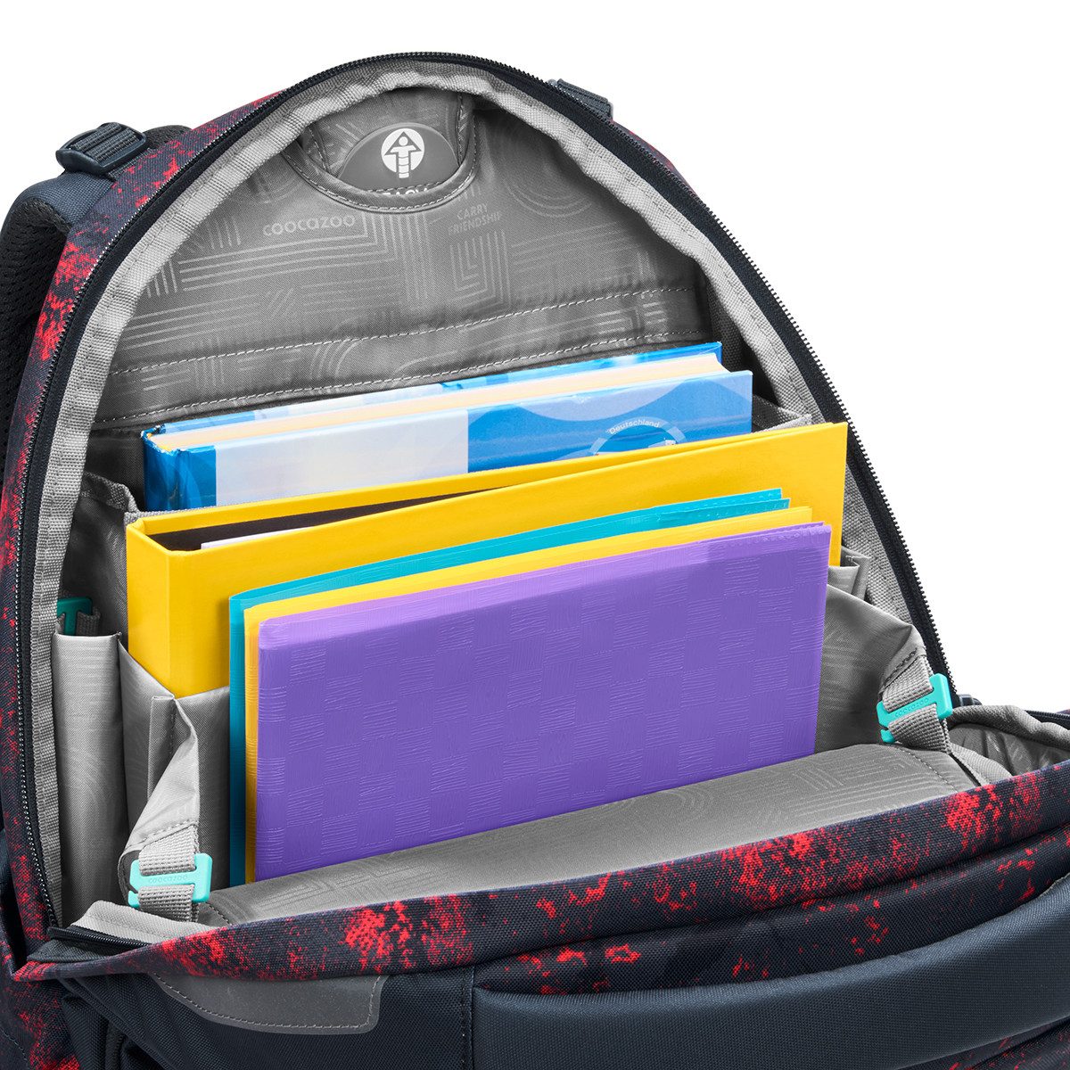 coocazoo Schulranzen Schulrucksack-Set PORTER, Broken Black 2-teilig (2-teilig), ergonomisch, Körpergröße: 135 - 180 cm, Easy-Grow-System