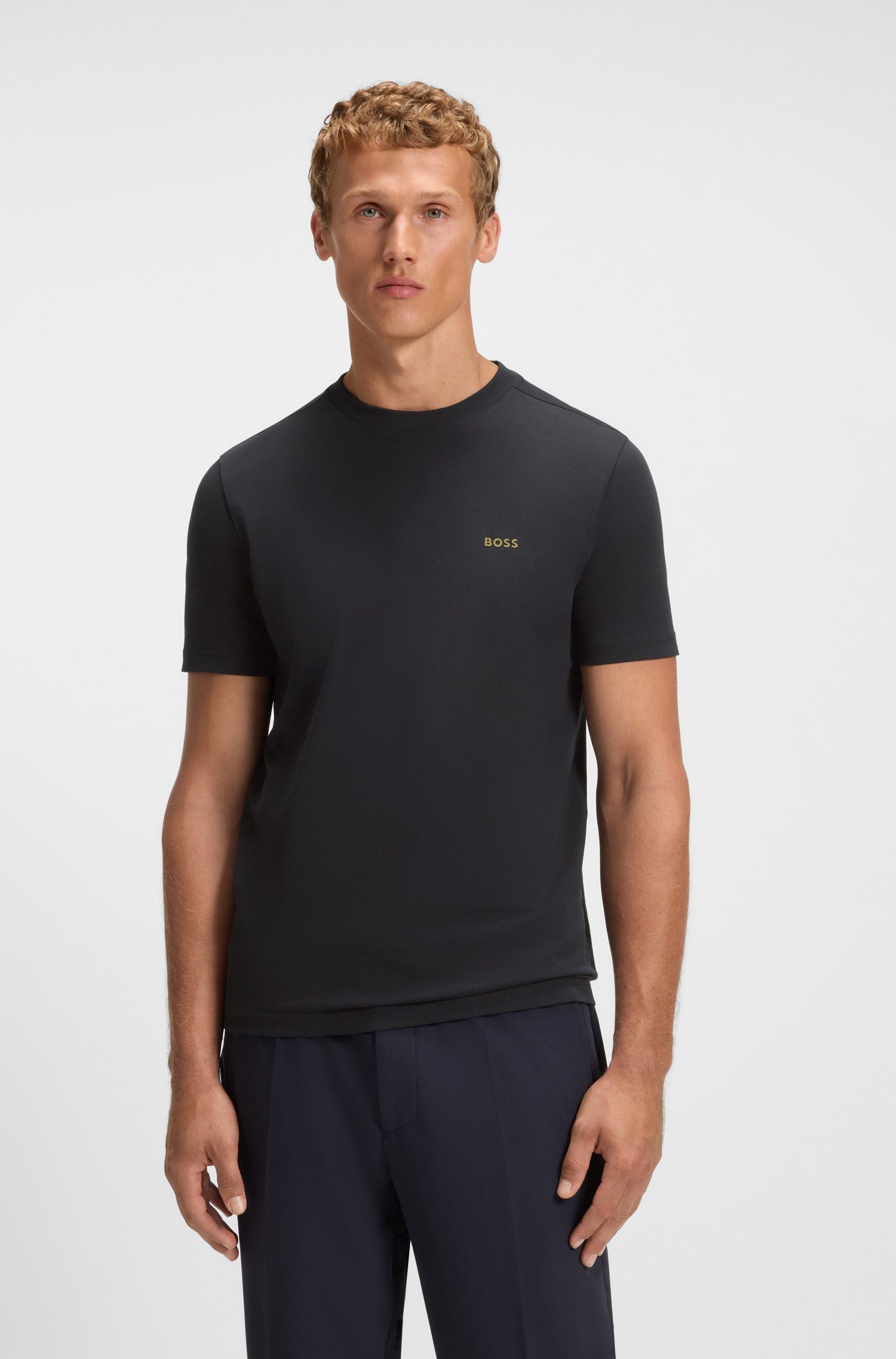 BOSS GREEN Rundhalsshirt Tee mit gummiertem günstig online kaufen