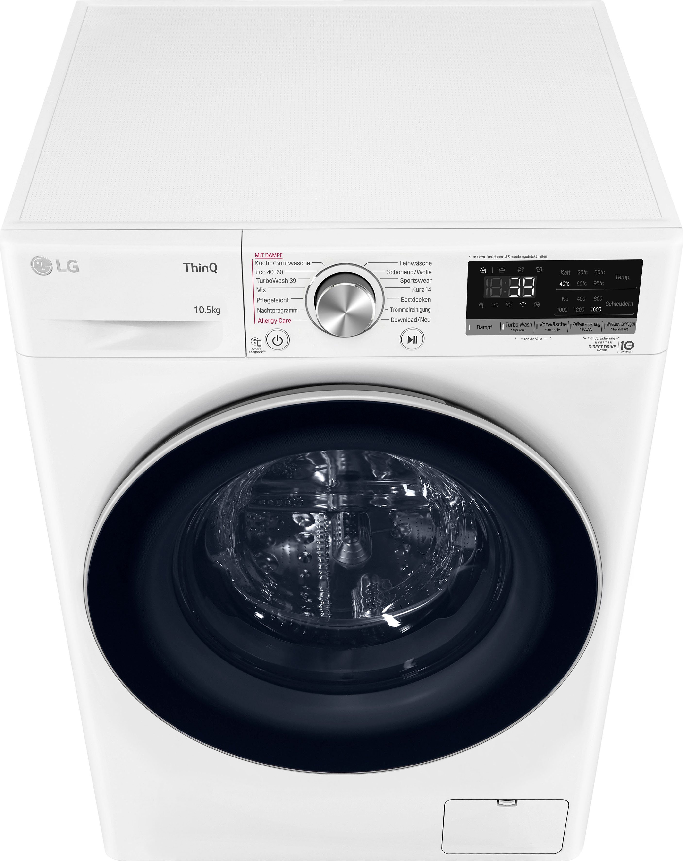 LG Waschmaschine F6WV710P1, 10,5 39 nur TurboWash® U/min, 1600 Minuten Waschen - kg, in
