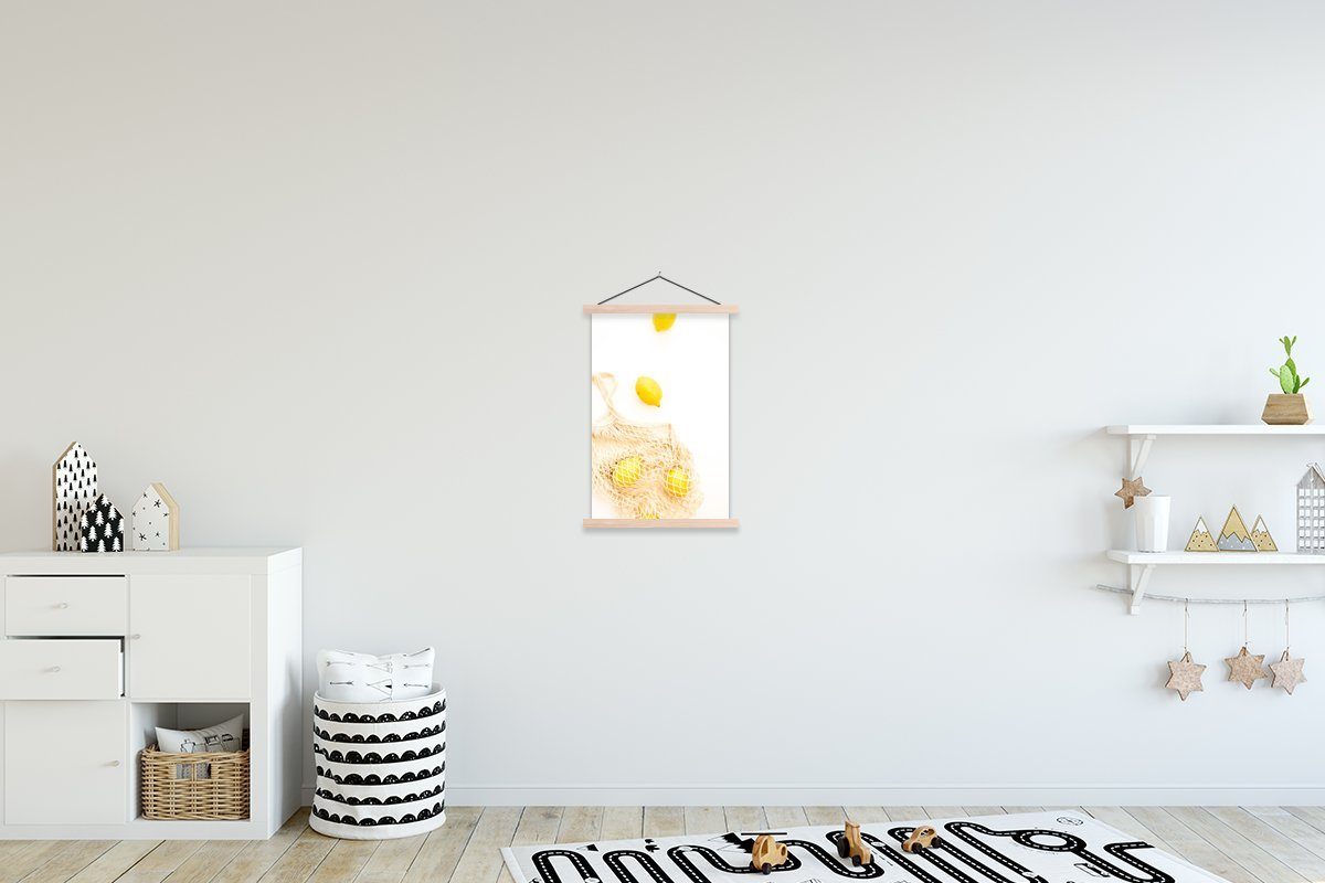 MuchoWow Poster Zitrone - Tasche - Gelb, (1 St), Posterleiste, Textilposter für Wohnzimmer, Bilderleiste, Magnetisch